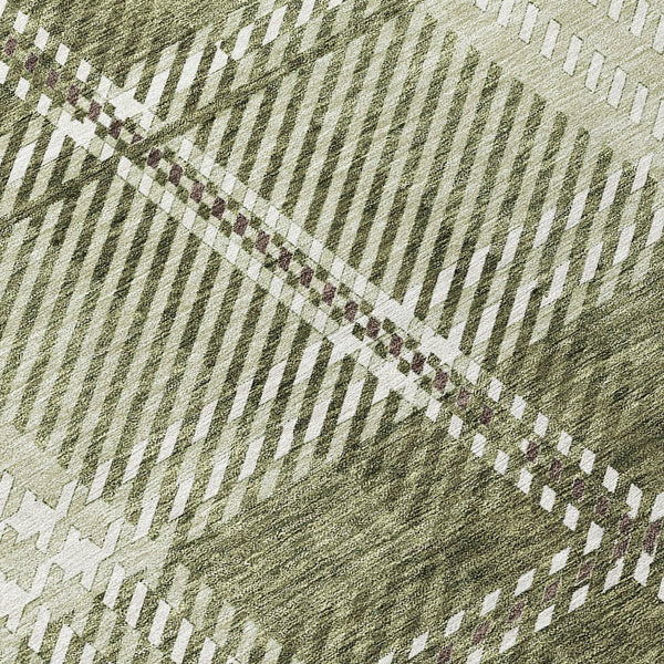 Homeroots 3' Stylish Artichoke Green Brown Ivory Plaid Washable Area Rug For Indoor Outdoor Spaces 8' X 10' Polyester 596306