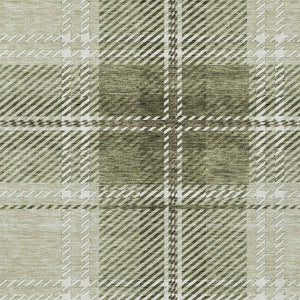 Homeroots 3' Stylish Artichoke Green Brown Ivory Plaid Washable Area Rug For Indoor Outdoor Spaces 9' X 12' Polyester 596307