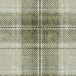 Homeroots 3' Stylish Artichoke Green Brown Ivory Plaid Washable Area Rug For Indoor Outdoor Spaces 10' X 14' Polyester 596308