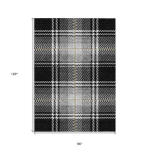 Homeroots 3' Stylish Artichoke Green Brown Ivory Plaid Washable Area Rug For Indoor Outdoor Spaces 8' X 10' Polyester 596312