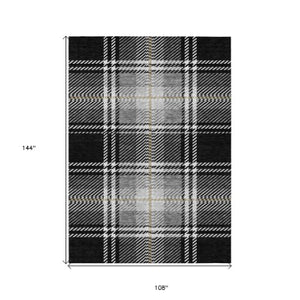 Homeroots 3' Stylish Artichoke Green Brown Ivory Plaid Washable Area Rug For Indoor Outdoor Spaces 9' X 12' Polyester 596313