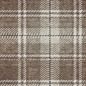 Homeroots 3' Stylish Artichoke Green Brown Ivory Plaid Washable Area Rug For Indoor Outdoor Spaces 3' X 5' Polyester 596315