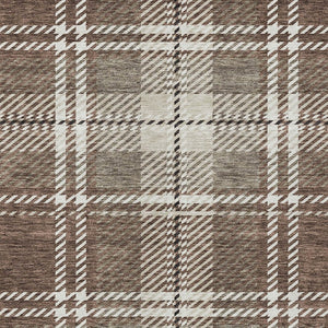 Homeroots 3' Stylish Artichoke Green Brown Ivory Plaid Washable Area Rug For Indoor Outdoor Spaces 5' X 8' Polyester 596316