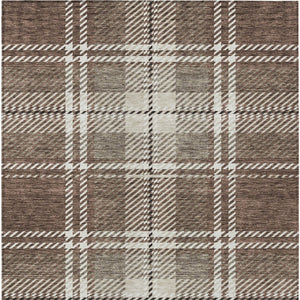 Homeroots 3' Stylish Artichoke Green Brown Ivory Plaid Washable Area Rug For Indoor Outdoor Spaces 8' X 10' Polyester 596318