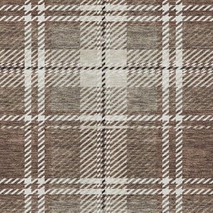 Homeroots 3' Stylish Artichoke Green Brown Ivory Plaid Washable Area Rug For Indoor Outdoor Spaces 8' X 10' Polyester 596318
