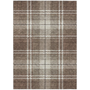 HomeRoots 9' X 12' Washable Brown, Black & Ivory Plaid Area Rug - Durable Indoor/Outdoor Style for Every Space 596319