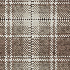 Homeroots 3' Stylish Artichoke Green Brown Ivory Plaid Washable Area Rug For Indoor Outdoor Spaces 10' X 14' Polyester 596320