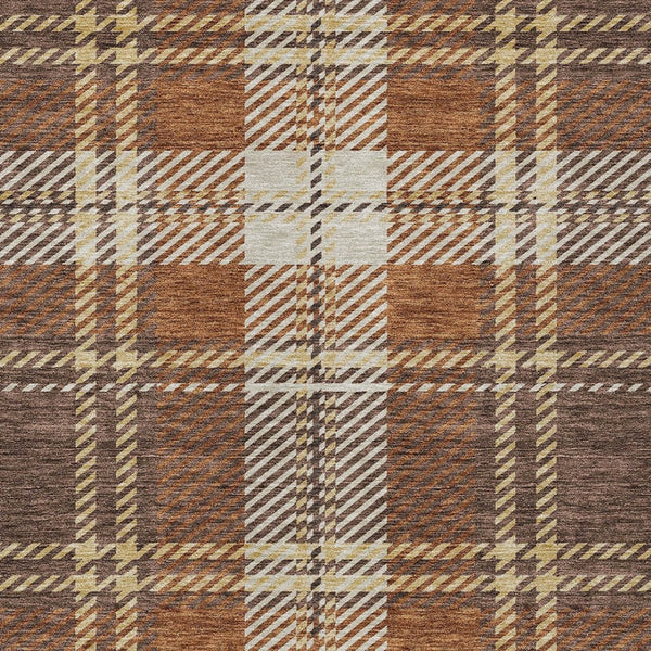 Homeroots 3' Stylish Artichoke Green Brown Ivory Plaid Washable Area Rug For Indoor Outdoor Spaces 9' X 12' Polyester 596325