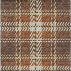 Homeroots 3' Stylish Artichoke Green Brown Ivory Plaid Washable Area Rug For Indoor Outdoor Spaces 10' X 14' Polyester 596326