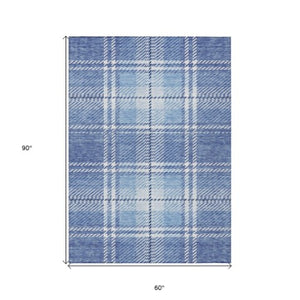 Homeroots 3' Stylish Artichoke Green Brown Ivory Plaid Washable Area Rug For Indoor Outdoor Spaces 5' X 8' Polyester 596328