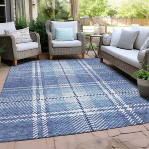 Homeroots 3' Stylish Artichoke Green Brown Ivory Plaid Washable Area Rug For Indoor Outdoor Spaces 5' X 8' Polyester 596328