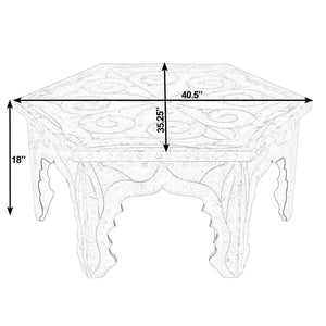Butler Marjorie Hexagon Coffee Table - Artisan Mother of Pearl Inlay, Elegant White Design for All Spaces