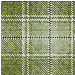 Homeroots 3' Stylish Artichoke Green Brown Ivory Plaid Washable Area Rug For Indoor Outdoor Spaces 3' X 5' Polyester 596333