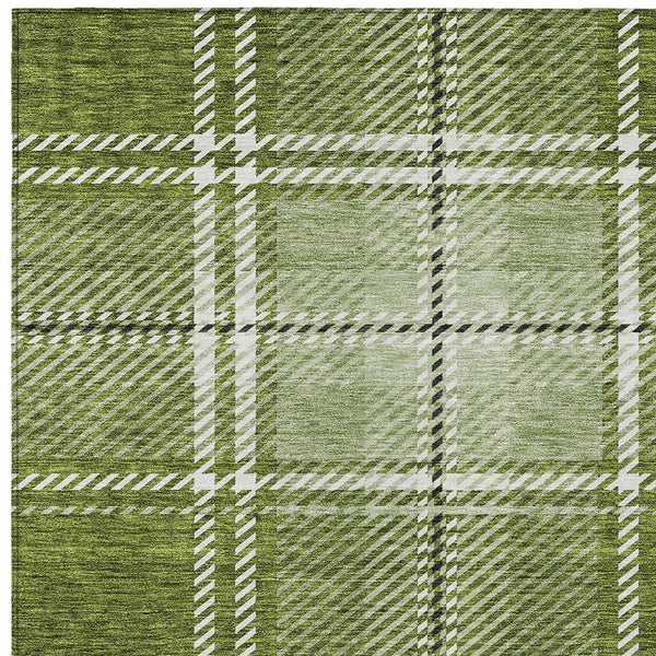 Homeroots 3' Stylish Artichoke Green Brown Ivory Plaid Washable Area Rug For Indoor Outdoor Spaces 3' X 5' Polyester 596333