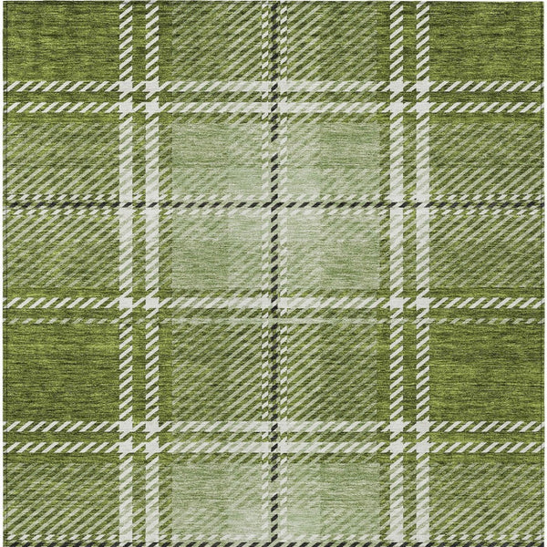 Homeroots 3' Stylish Artichoke Green Brown Ivory Plaid Washable Area Rug For Indoor Outdoor Spaces 3' X 5' Polyester 596333