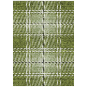 HomeRoots 5' Washable Indoor Outdoor Area Rug in Green, Black, and Ivory Plaid - Durable, Stylish & Versatile 5' X 8' 596334