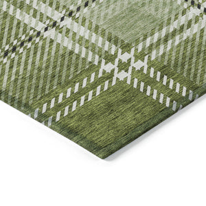 Homeroots 3' Stylish Artichoke Green Brown Ivory Plaid Washable Area Rug For Indoor Outdoor Spaces 5' X 8' Polyester 596334