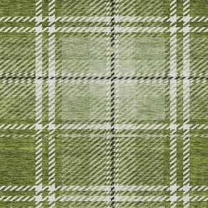 Homeroots 3' Stylish Artichoke Green Brown Ivory Plaid Washable Area Rug For Indoor Outdoor Spaces 5' X 8' Polyester 596334