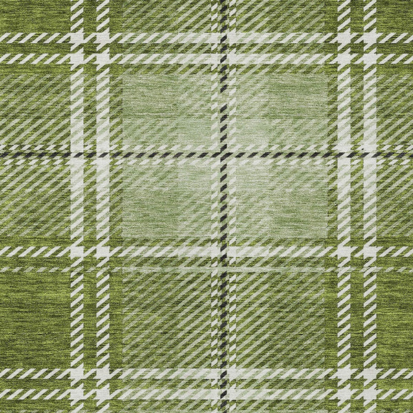 Homeroots 3' Stylish Artichoke Green Brown Ivory Plaid Washable Area Rug For Indoor Outdoor Spaces 5' X 8' Polyester 596334