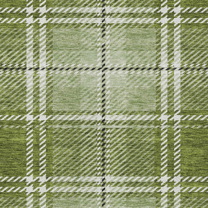 Homeroots 3' Stylish Artichoke Green Brown Ivory Plaid Washable Area Rug For Indoor Outdoor Spaces 8' X 10' Polyester 596336