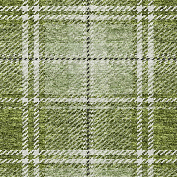 Homeroots 3' Stylish Artichoke Green Brown Ivory Plaid Washable Area Rug For Indoor Outdoor Spaces 8' X 10' Polyester 596336