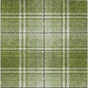 Homeroots 3' Stylish Artichoke Green Brown Ivory Plaid Washable Area Rug For Indoor Outdoor Spaces 8' X 10' Polyester 596336