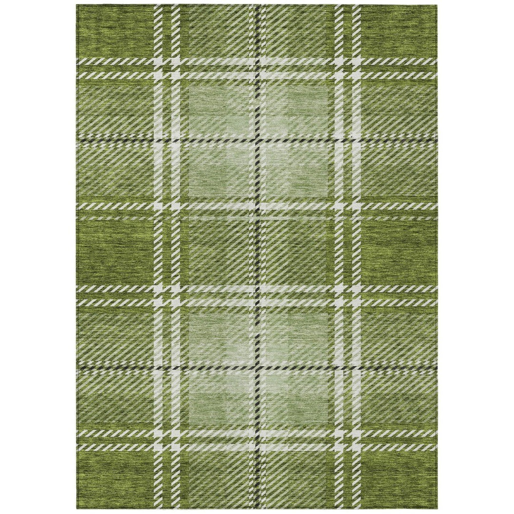 HomeRoots 9' Stylish Green, Black & Ivory Plaid Washable Area Rug - Durable for Indoor & Outdoor Use, Easy Care 596337