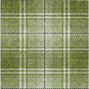 Homeroots 3' Stylish Artichoke Green Brown Ivory Plaid Washable Area Rug For Indoor Outdoor Spaces 9' X 12' Polyester 596337