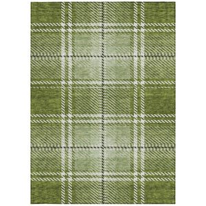 Homeroots 3' Stylish Artichoke Green Brown Ivory Plaid Washable Area Rug For Indoor Outdoor Spaces 9' X 12' Polyester 596337