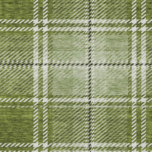 Homeroots 3' Stylish Artichoke Green Brown Ivory Plaid Washable Area Rug For Indoor Outdoor Spaces 10' X 14' Polyester 596338