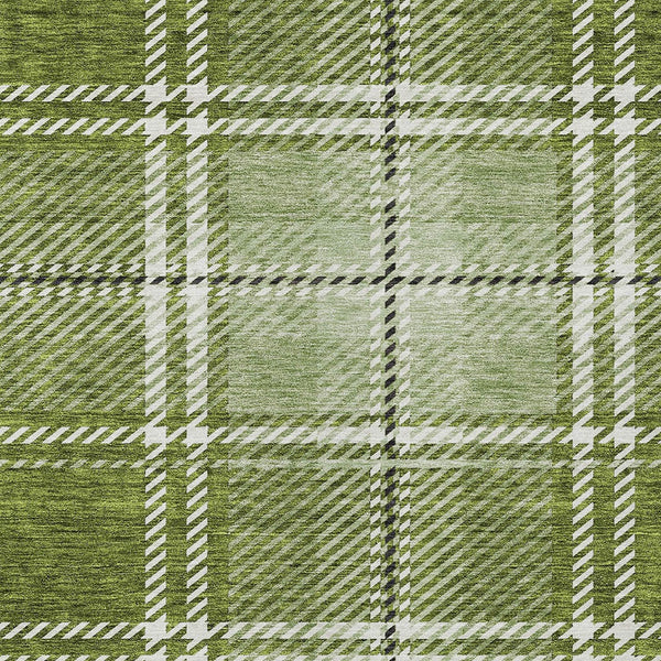 Homeroots 3' Stylish Artichoke Green Brown Ivory Plaid Washable Area Rug For Indoor Outdoor Spaces 10' X 14' Polyester 596338
