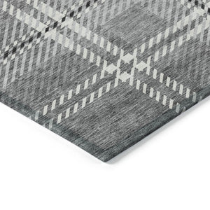 Homeroots 3' Stylish Artichoke Green Brown Ivory Plaid Washable Area Rug For Indoor Outdoor Spaces 3' X 5' Polyester 596339