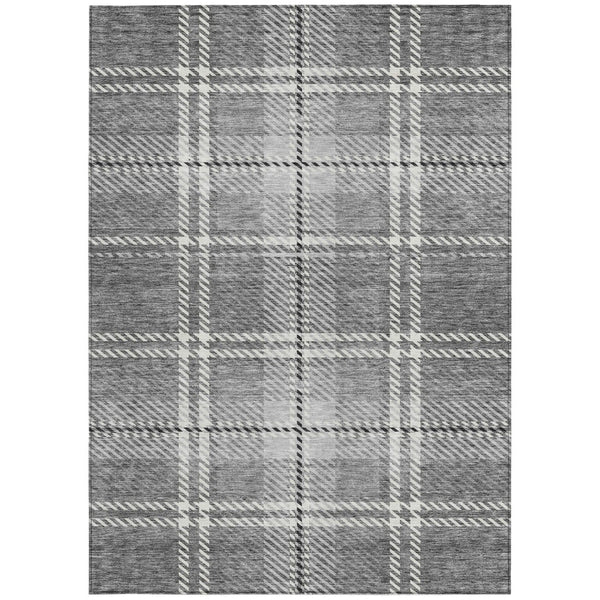 Homeroots 3' Stylish Artichoke Green Brown Ivory Plaid Washable Area Rug For Indoor Outdoor Spaces 5' X 8' Polyester 596340