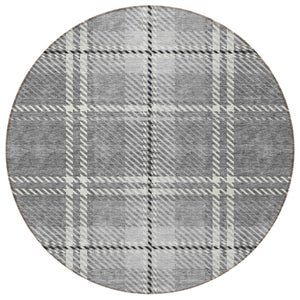 Homeroots 3' Stylish Artichoke Green Brown Ivory Plaid Washable Area Rug For Indoor Outdoor Spaces 8' Round Polyester 596341