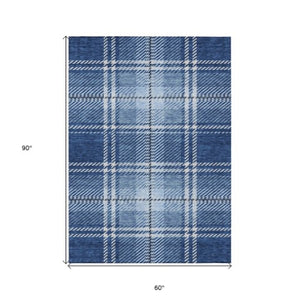 Homeroots 3' Stylish Artichoke Green Brown Ivory Plaid Washable Area Rug For Indoor Outdoor Spaces 5' X 8' Polyester 596346