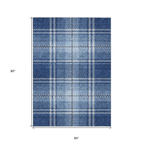 Homeroots 3' Stylish Artichoke Green Brown Ivory Plaid Washable Area Rug For Indoor Outdoor Spaces 5' X 8' Polyester 596346