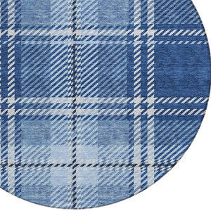 Homeroots 3' Stylish Artichoke Green Brown Ivory Plaid Washable Area Rug For Indoor Outdoor Spaces 8' Round Polyester 596347