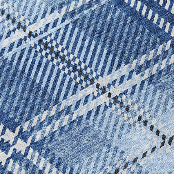 Homeroots 3' Stylish Artichoke Green Brown Ivory Plaid Washable Area Rug For Indoor Outdoor Spaces 8' Round Polyester 596347