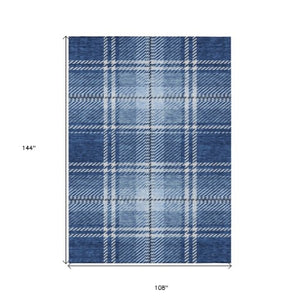 Homeroots 3' Stylish Artichoke Green Brown Ivory Plaid Washable Area Rug For Indoor Outdoor Spaces 9' X 12' Polyester 596349