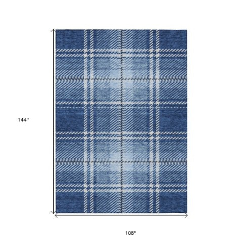 Homeroots 3' Stylish Artichoke Green Brown Ivory Plaid Washable Area Rug For Indoor Outdoor Spaces 9' X 12' Polyester 596349