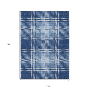 Homeroots 3' Stylish Artichoke Green Brown Ivory Plaid Washable Area Rug For Indoor Outdoor Spaces 10' X 14' Polyester 596350