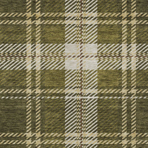 Homeroots 3' Stylish Artichoke Green Brown Ivory Plaid Washable Area Rug For Indoor Outdoor Spaces 8' X 10' Polyester 596354