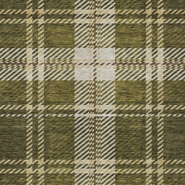 Homeroots 3' Stylish Artichoke Green Brown Ivory Plaid Washable Area Rug For Indoor Outdoor Spaces 10' X 14' Polyester 596356