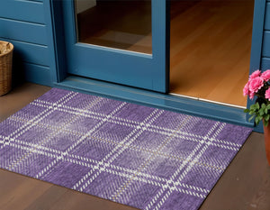 Homeroots 3' Stylish Artichoke Green Brown Ivory Plaid Washable Area Rug For Indoor Outdoor Spaces 3' X 5' Polyester 596357