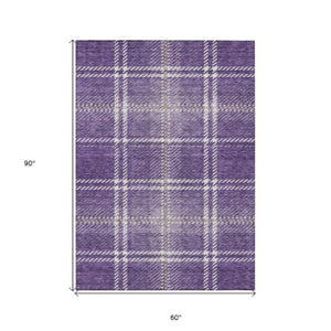 Homeroots 3' Stylish Artichoke Green Brown Ivory Plaid Washable Area Rug For Indoor Outdoor Spaces 5' X 8' Polyester 596358