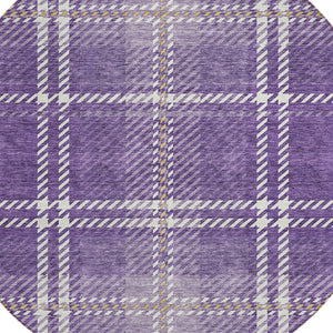 Homeroots 3' Stylish Artichoke Green Brown Ivory Plaid Washable Area Rug For Indoor Outdoor Spaces 8' Round Polyester 596359