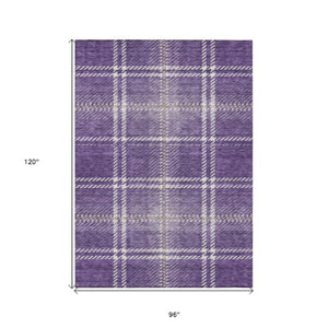 Homeroots 3' Stylish Artichoke Green Brown Ivory Plaid Washable Area Rug For Indoor Outdoor Spaces 8' X 10' Polyester 596360