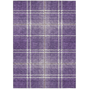 HomeRoots 5' Stylish Plaid Area Rug in Purple, Gold & Ivory - Durable, Washable for Indoor & Outdoor Use 8' X 10' 596360