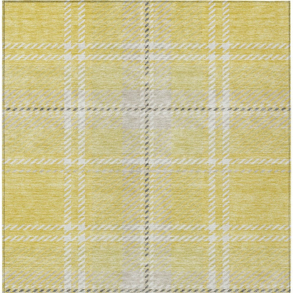 Homeroots 3' Stylish Artichoke Green Brown Ivory Plaid Washable Area Rug For Indoor Outdoor Spaces 8' X 10' Polyester 596372