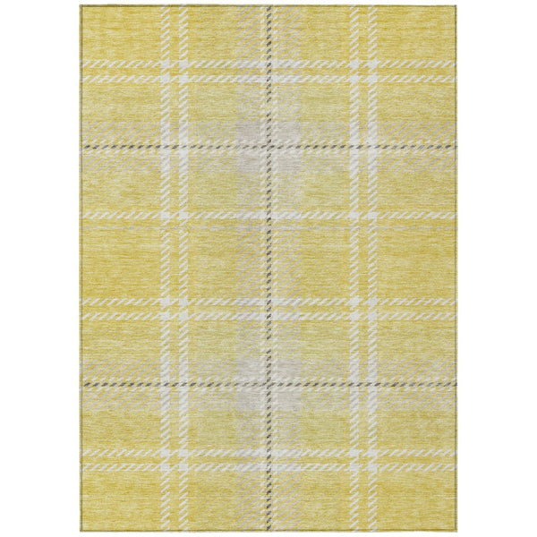 HomeRoots 9' Washable Yellow Black Ivory Plaid Area Rug - Durable Indoor/Outdoor Design for Every Space 596373